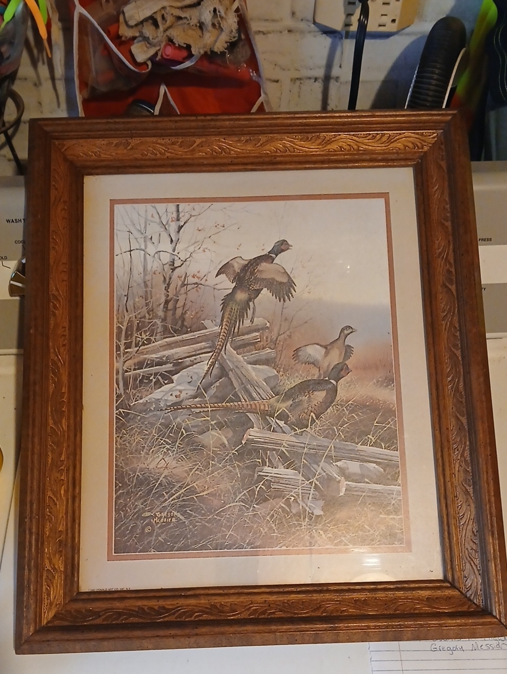 Vintage 80s Pheasant In Flight By Gregory Messier Mancave Casual